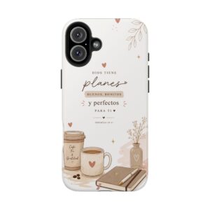 Christian iPhone Case | Dios Tiene Planes Buenos | Cute Neutral Beige Aesthetic Cover