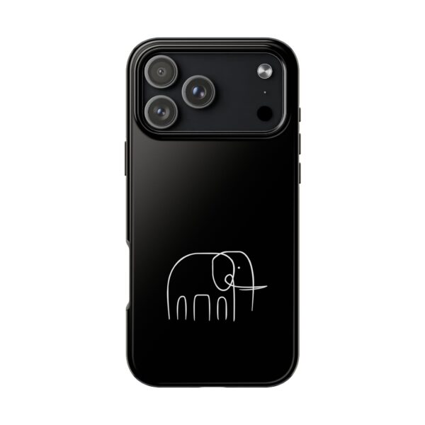 Minimal Elephant Tough Phone Case — Slim Black Protective Cover