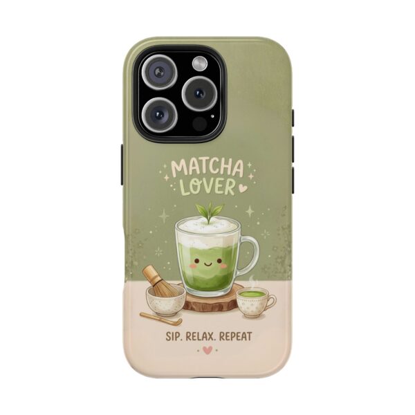 Matcha Lover Tough Phone Case – 'Sip. Relax. Repeat.' Cute Green Tea Protective Case