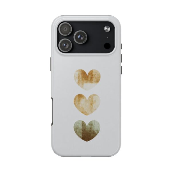 Tough Phone Case — Triple Watercolor Hearts Design