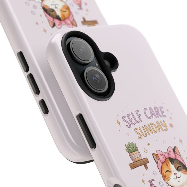 Self Care Cozy Sunday Cat Phone Case — Cute Pastel Tough Phone Cover (Be Kind to Your Mind)