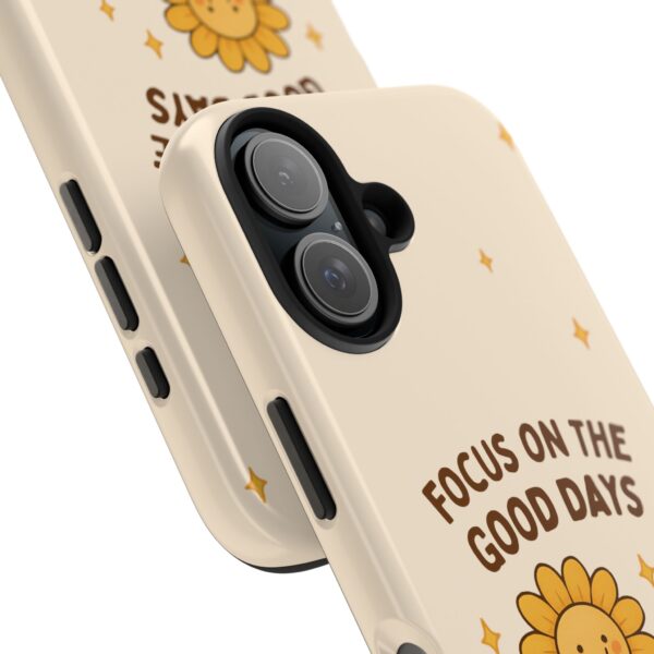 Positive Cozy Vibes Tough Phone Case — “Focus on the Good Days” Sunflower Design
