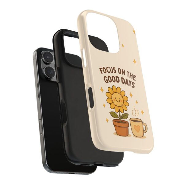 Positive Cozy Vibes Tough Phone Case — “Focus on the Good Days” Sunflower Design