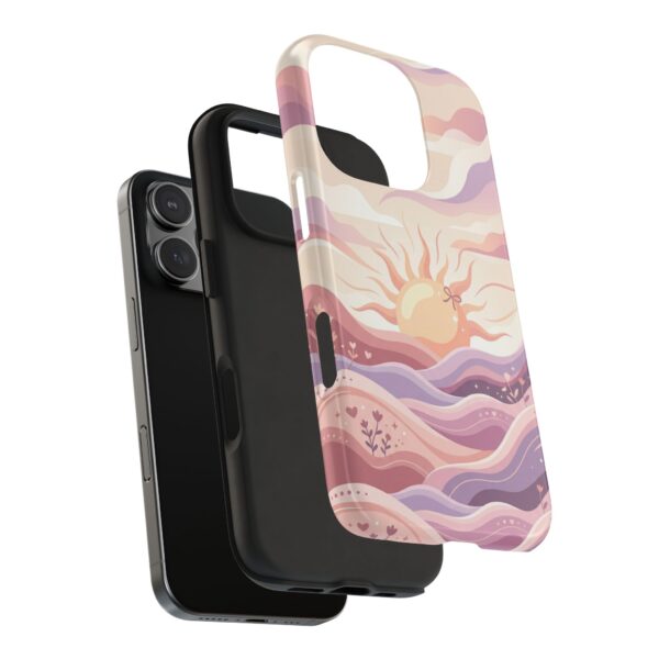Sunrise Waves Tough Phone Case — Pastel Boho Sun & Ocean Protection