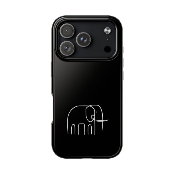 Minimal Elephant Tough Phone Case — Slim Black Protective Cover