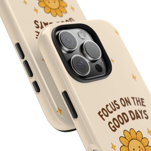 Positive Cozy Vibes Tough Phone Case — “Focus on the Good Days” Sunflower Design