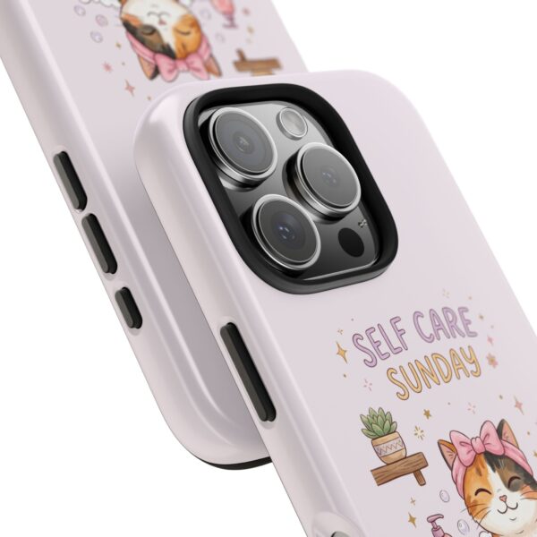 Self Care Cozy Sunday Cat Phone Case — Cute Pastel Tough Phone Cover (Be Kind to Your Mind)