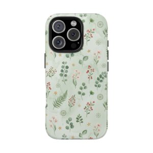 Floral Eucalyptus Tough Phone Case — Pastel Botanical Protective Cover