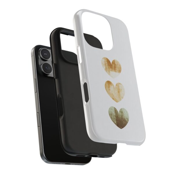 Tough Phone Case — Triple Watercolor Hearts Design