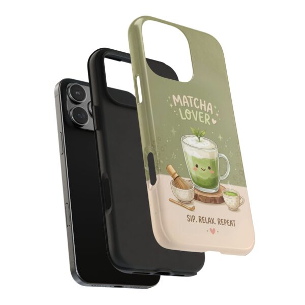Matcha Lover Tough Phone Case – 'Sip. Relax. Repeat.' Cute Green Tea Protective Case
