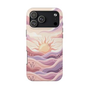 Sunrise Waves Tough Phone Case — Pastel Boho Sun & Ocean Protection