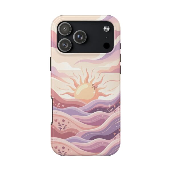 Sunrise Waves Tough Phone Case — Pastel Boho Sun & Ocean Protection