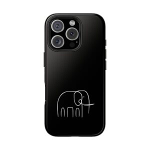 Minimal Elephant Tough Phone Case — Slim Black Protective Cover