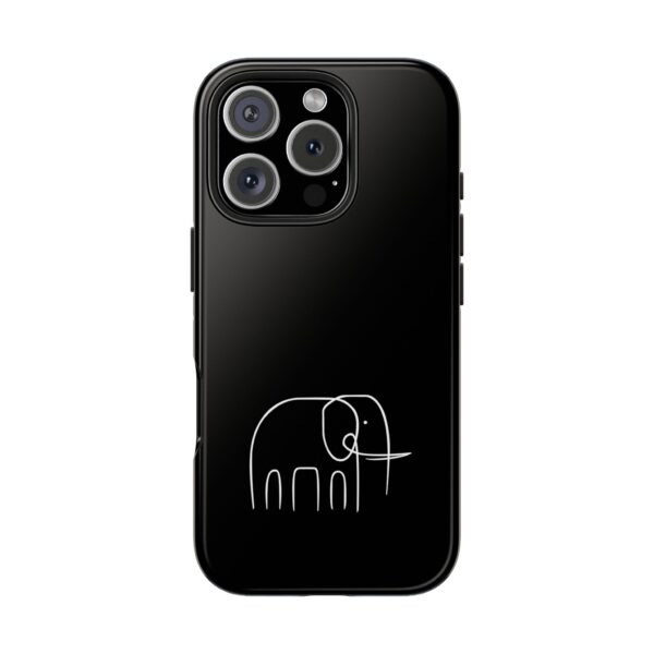 Minimal Elephant Tough Phone Case — Slim Black Protective Cover