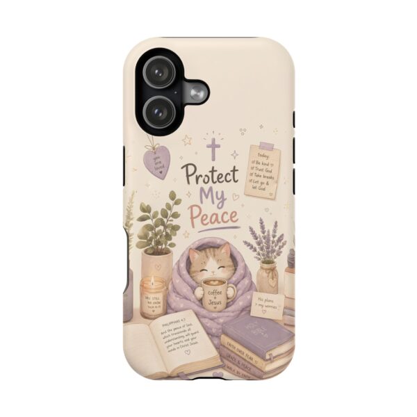 11828834689962405360_2048-1.jpeg Protect My Peace Christian Phone Case | Cozy Faith Cat iPhone Cover | Christian Aesthetic Phone Case | Cute Bible Inspired Gift