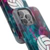 Volleyball Phone Case | Pink Blue Ink Art Sports Cover | Aesthetic Volleyball Player Gift | iPhone Case