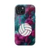 Volleyball Phone Case | Pink Blue Ink Art Sports Cover | Aesthetic Volleyball Player Gift | iPhone Case