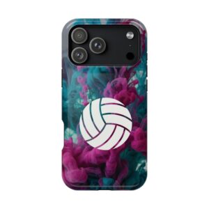 Volleyball Phone Case | Pink Blue Ink Art Sports Cover | Aesthetic Volleyball Player Gift | iPhone Case