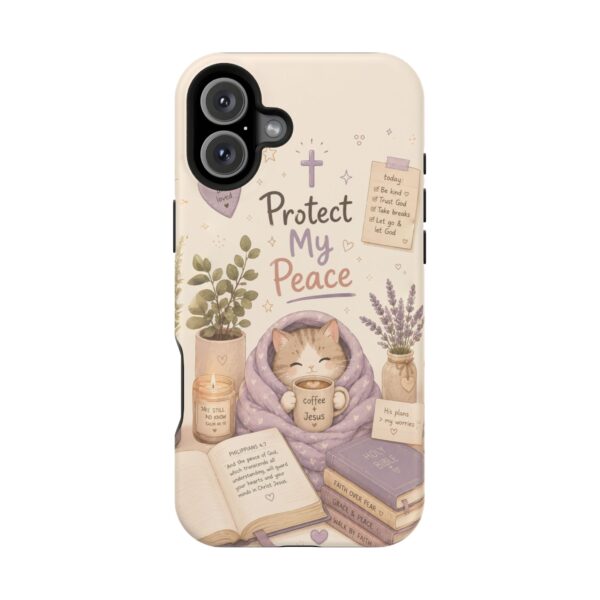 18413257595291907391_2048-1.jpeg Protect My Peace Christian Phone Case | Cozy Faith Cat iPhone Cover | Christian Aesthetic Phone Case | Cute Bible Inspired Gift