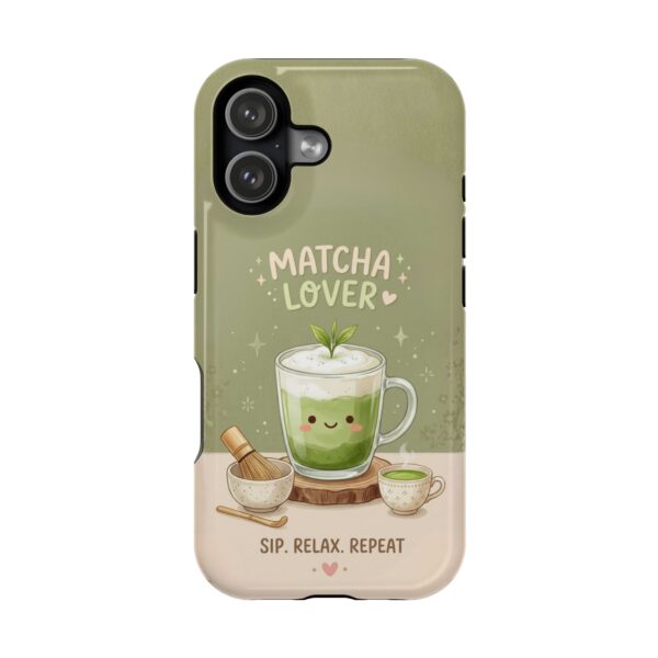 Matcha Lover Tough Phone Case – 'Sip. Relax. Repeat.' Cute Green Tea Protective Case