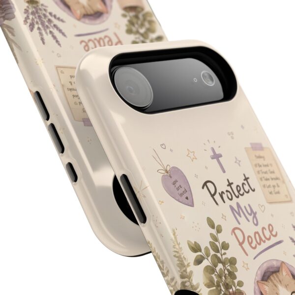 1904421890644643294_2048-1.jpeg Protect My Peace Christian Phone Case | Cozy Faith Cat iPhone Cover | Christian Aesthetic Phone Case | Cute Bible Inspired Gift