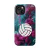 Volleyball Phone Case | Pink Blue Ink Art Sports Cover | Aesthetic Volleyball Player Gift | iPhone Case