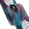 Volleyball Phone Case | Pink Blue Ink Art Sports Cover | Aesthetic Volleyball Player Gift | iPhone Case