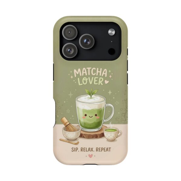 Matcha Lover Tough Phone Case – 'Sip. Relax. Repeat.' Cute Green Tea Protective Case