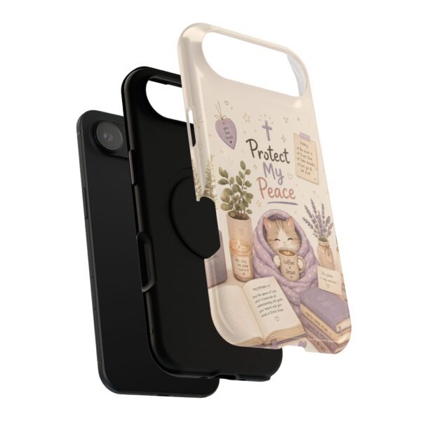 7875330877692255675_2048-1.jpeg Protect My Peace Christian Phone Case | Cozy Faith Cat iPhone Cover | Christian Aesthetic Phone Case | Cute Bible Inspired Gift