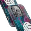 Volleyball Phone Case | Pink Blue Ink Art Sports Cover | Aesthetic Volleyball Player Gift | iPhone Case