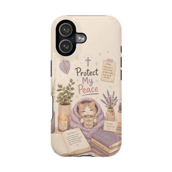 9576110074995659839_2048-1.jpeg Protect My Peace Christian Phone Case | Cozy Faith Cat iPhone Cover | Christian Aesthetic Phone Case | Cute Bible Inspired Gift